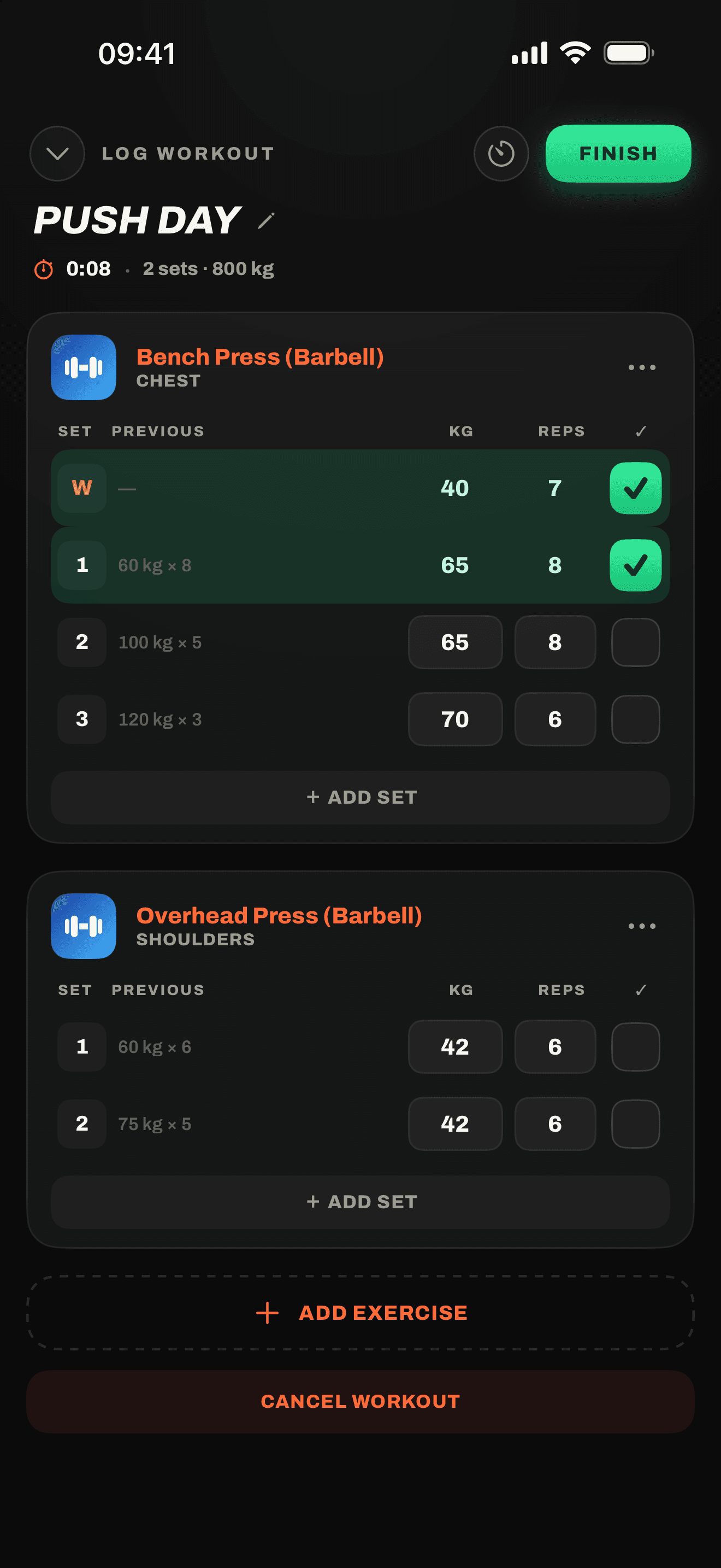 PLATES workout logger